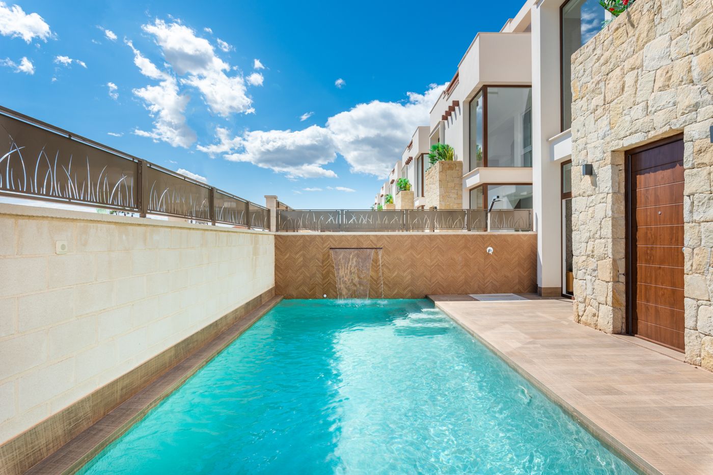Garden boundary and planted edge of new-build villa plot, Ciudad Quesada