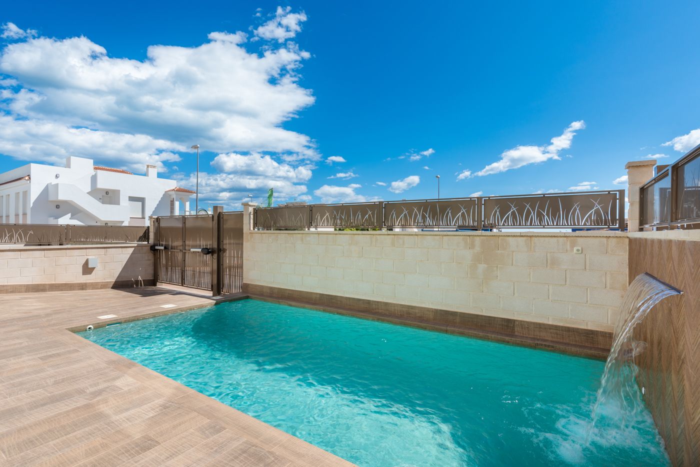 Rooftop solarium with views over surrounding area, new-build villa, Ciudad Quesada