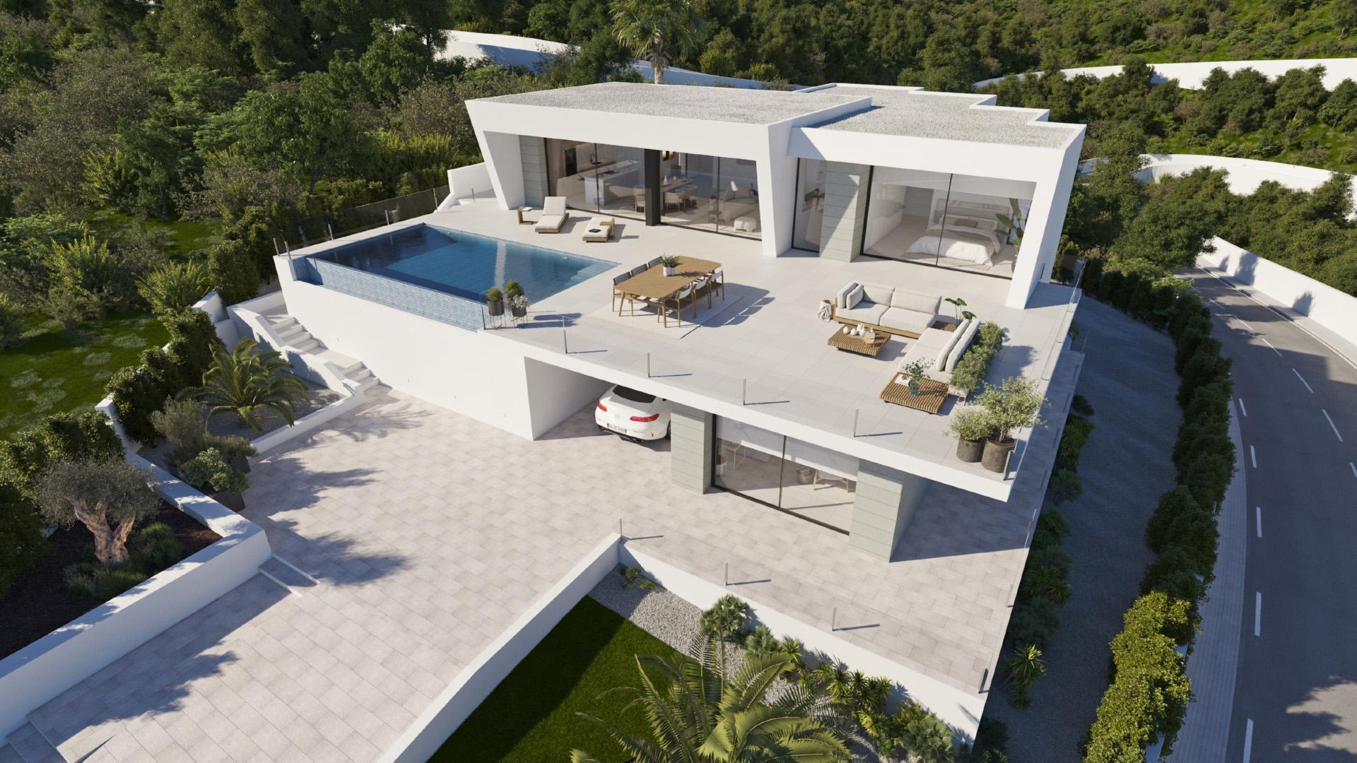 Garden and outdoor terrace adjoining private pool, new-build villa, Benitachell