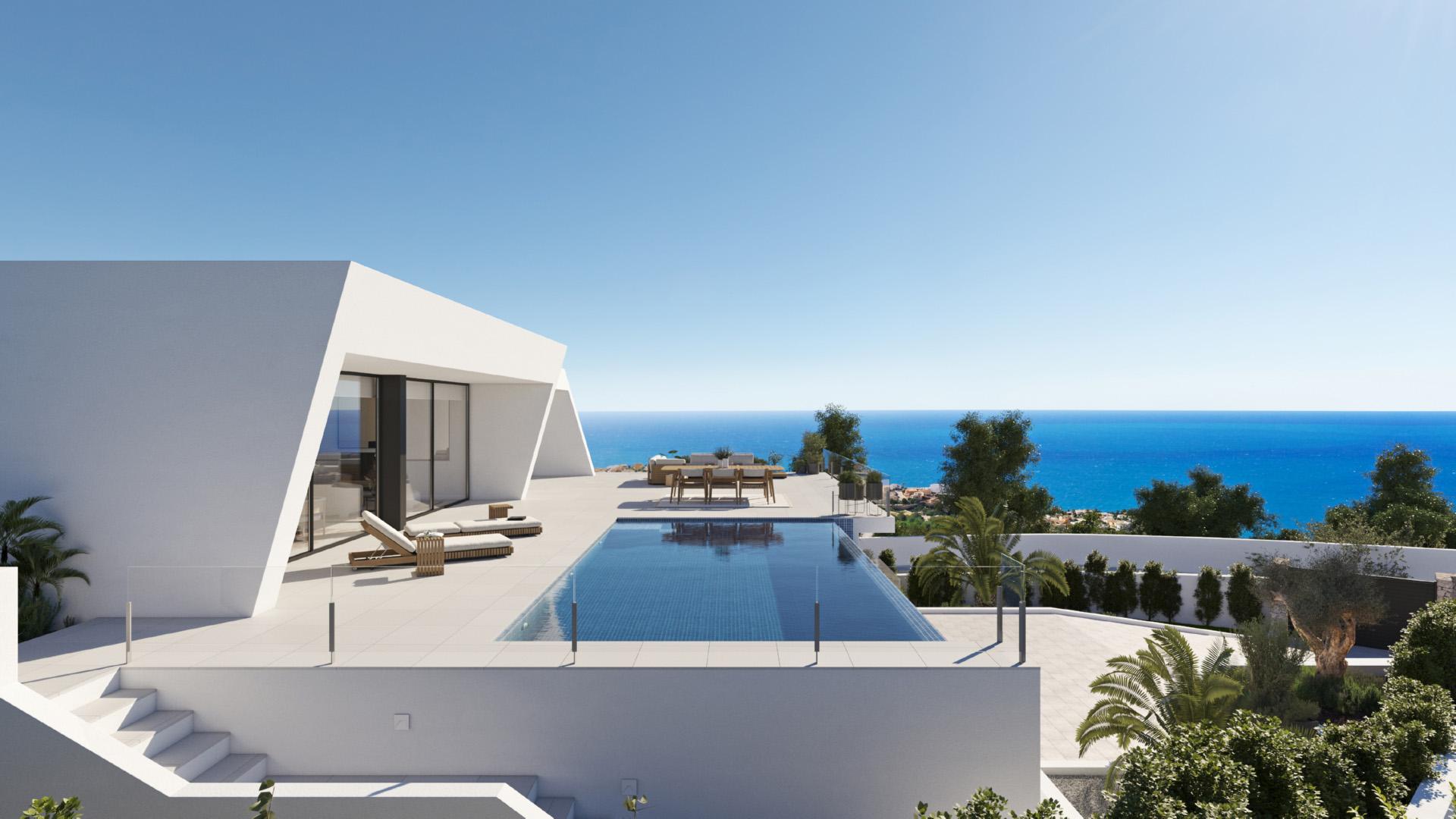 Front elevation of 591 m2 new-build villa, Benitachell