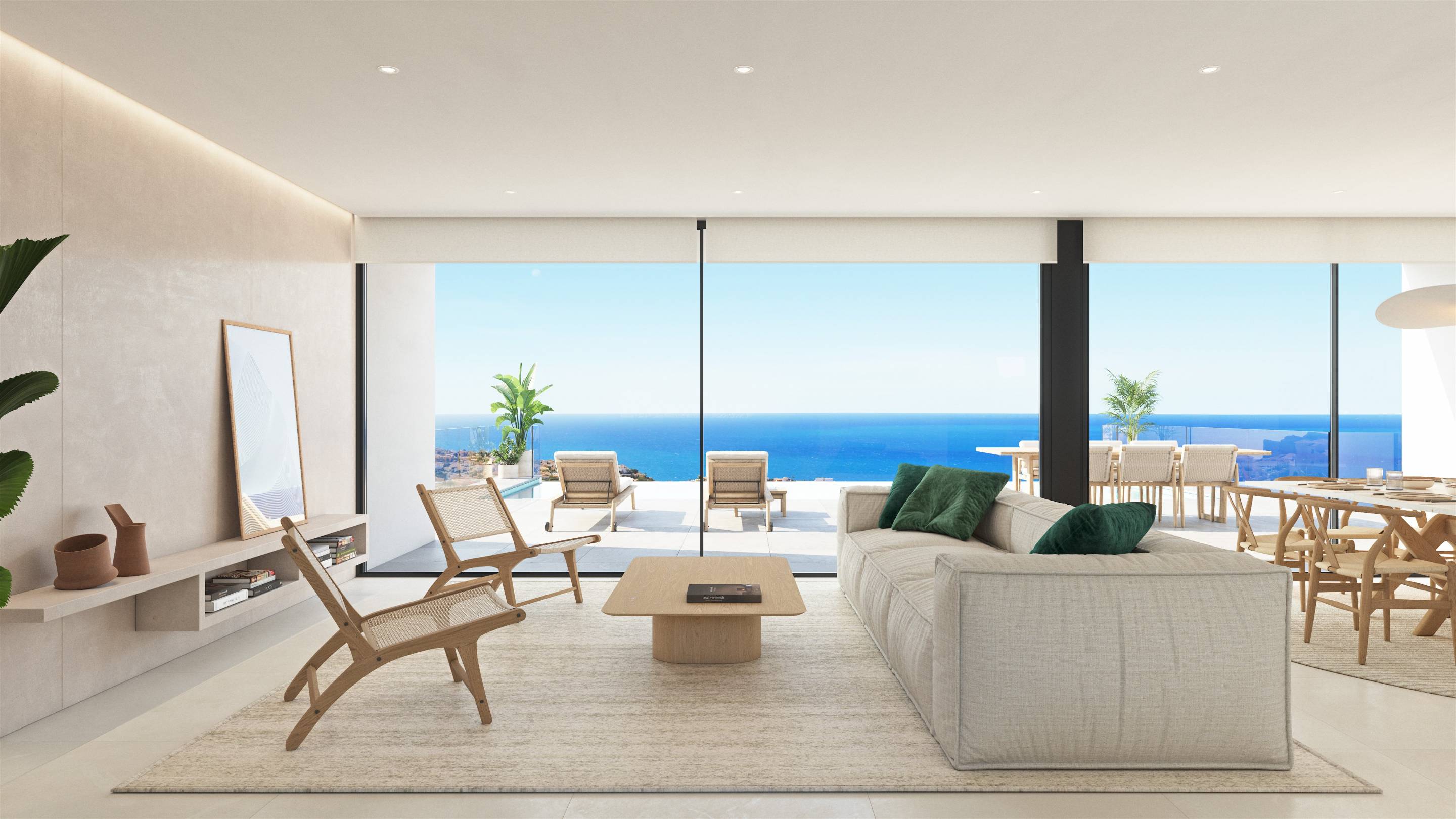 Ground-floor outdoor terrace area in new-build villa, Benitachell