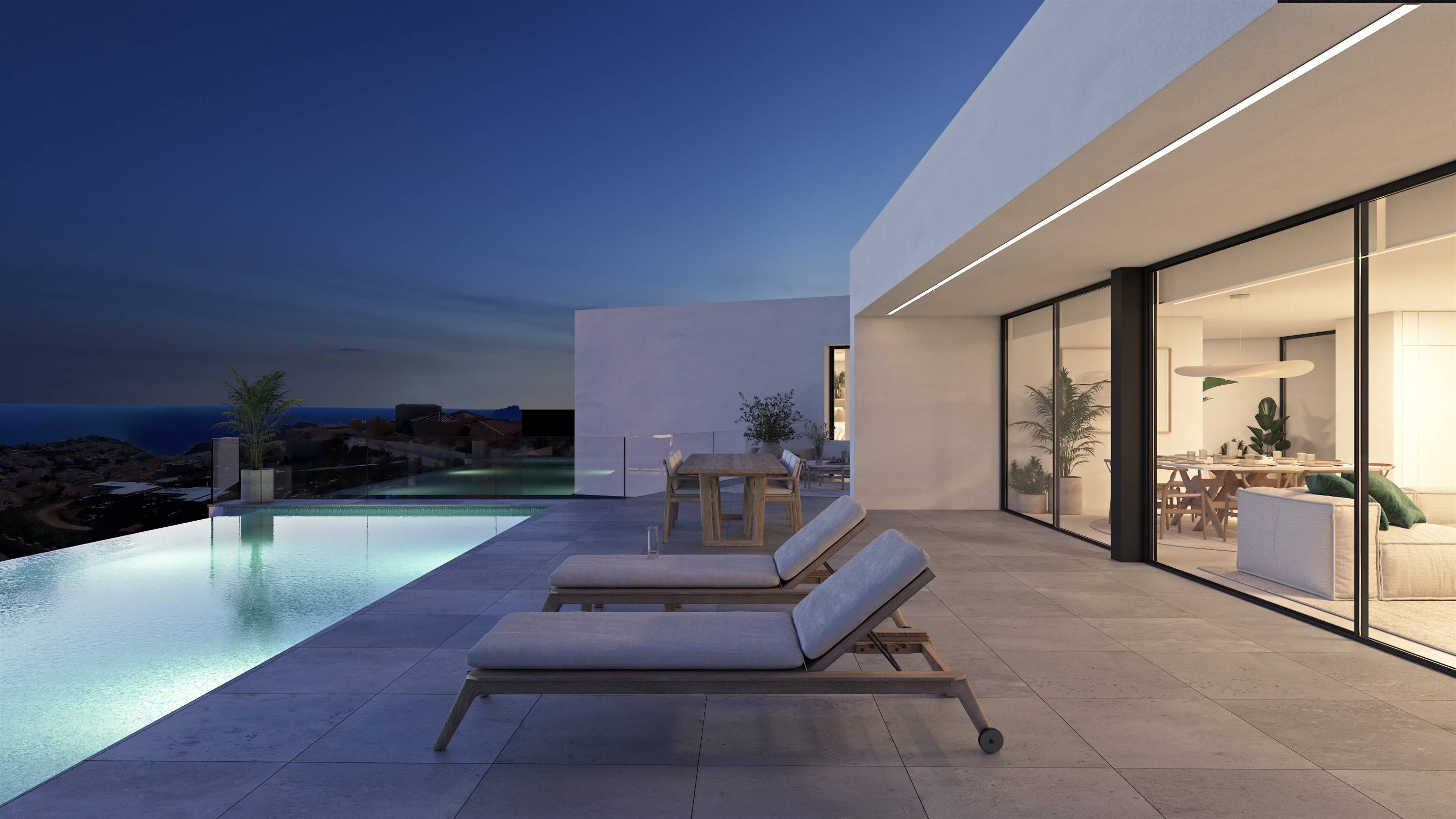 Pool surround and outdoor seating area in new-build villa, Benitachell