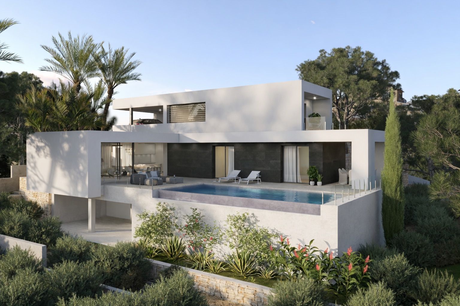 Villa for sale in Benitachell, Alicante - exterior elevation of new-build villa with 817 m2 plot