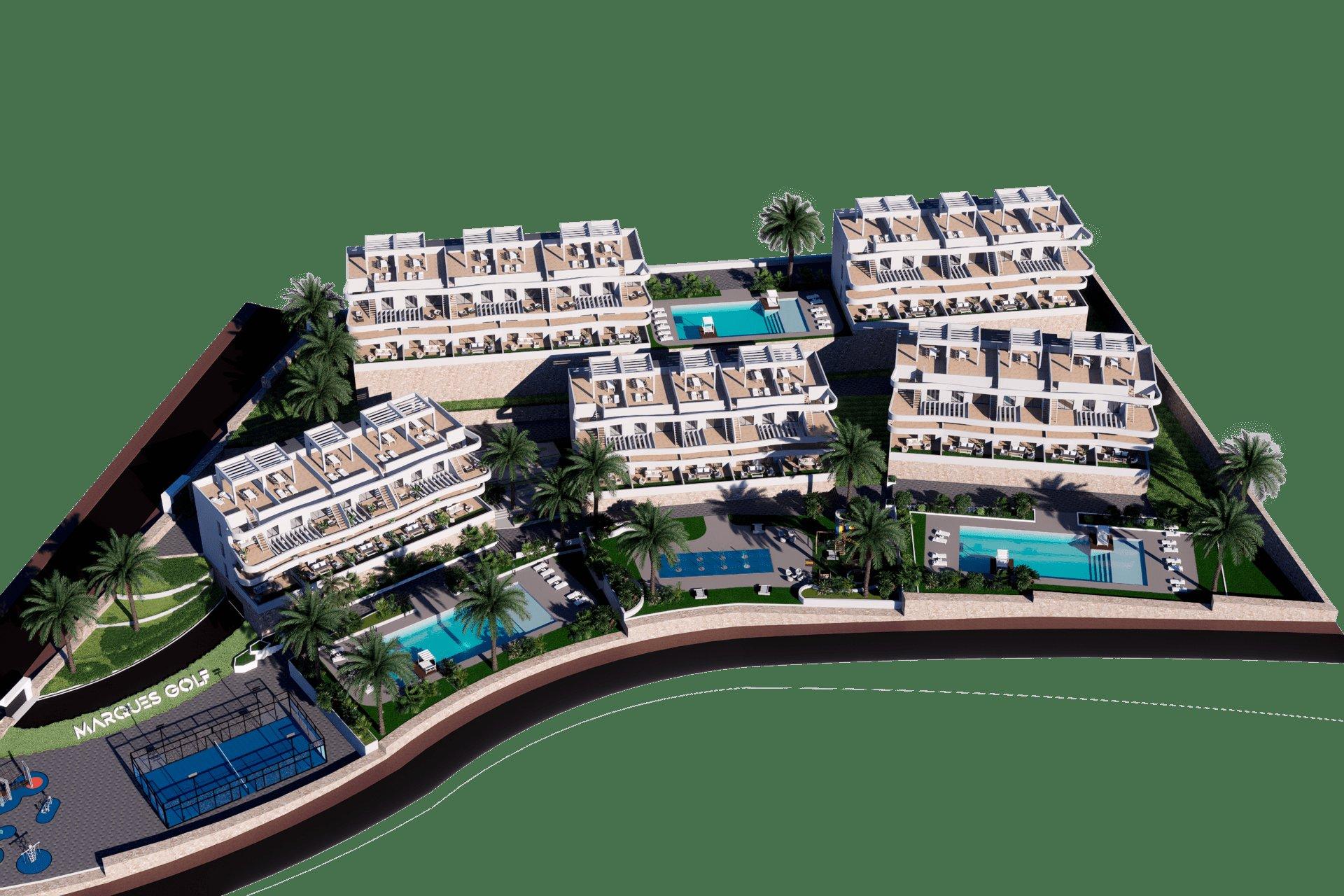 Open-plan living and dining area in 2-bedroom penthouse, Golf Puig Campana