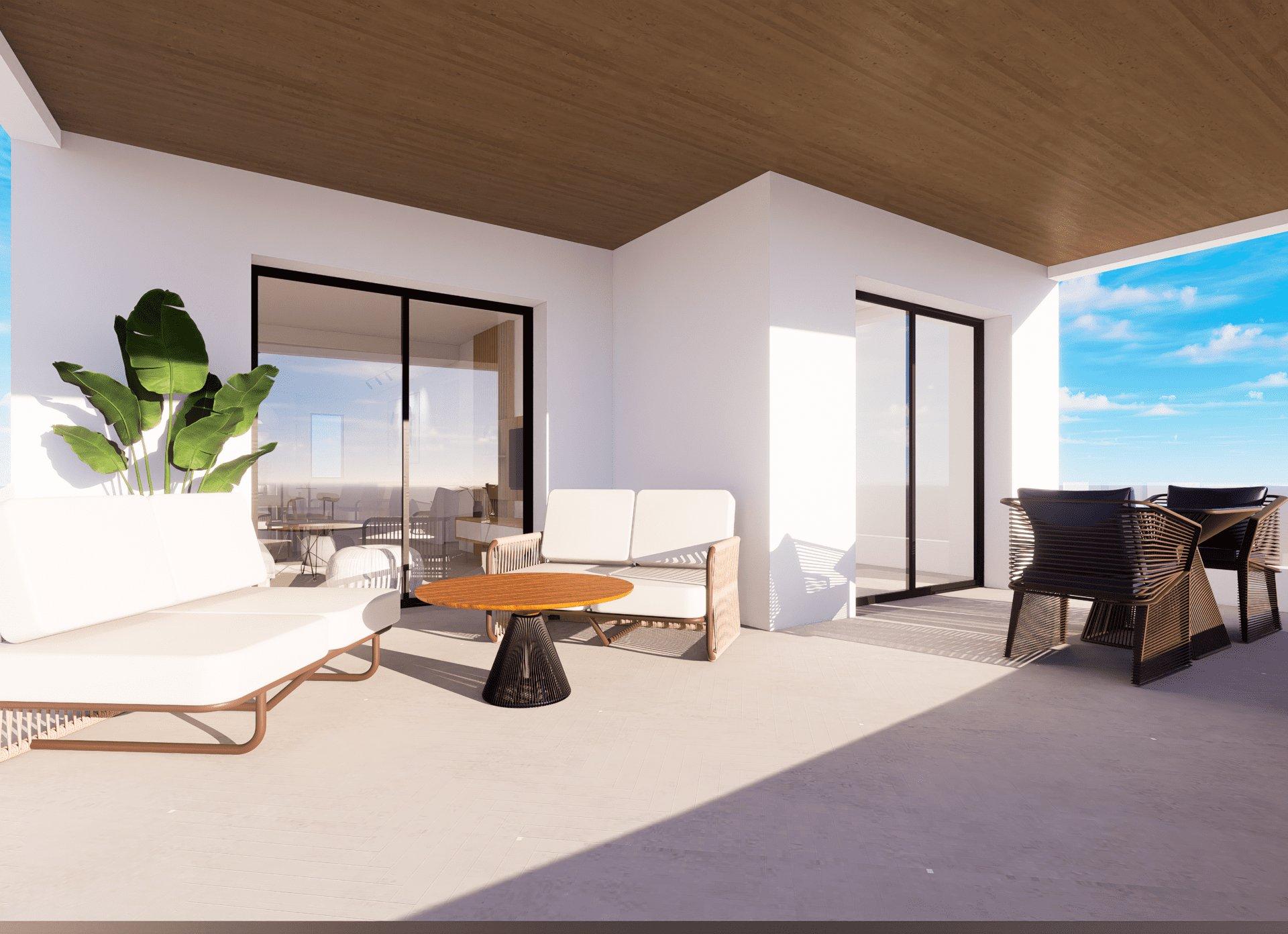 Internal corridor of penthouse building, Golf Puig Campana, Finestrat