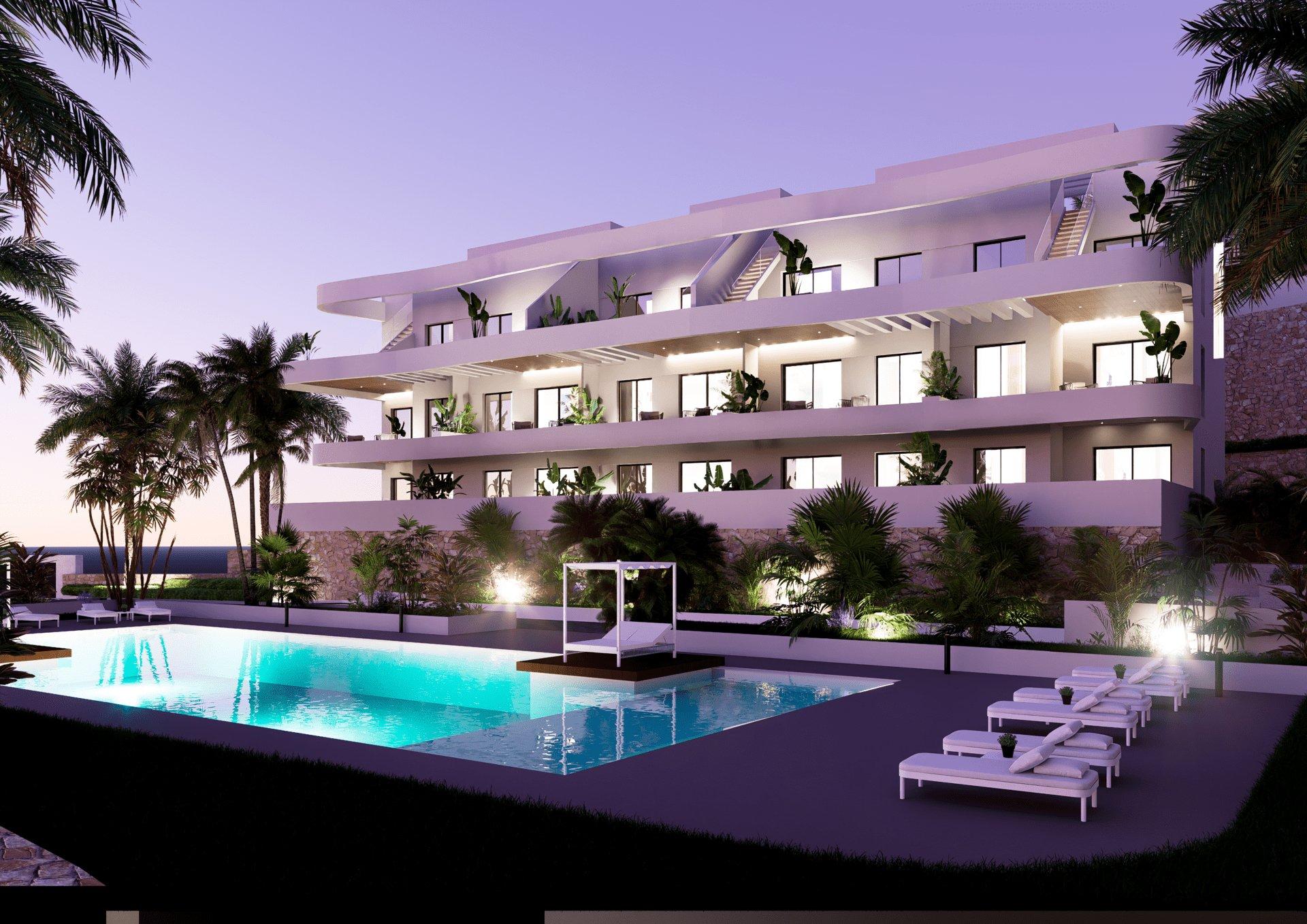 Front entrance to residential complex, Golf Puig Campana, Finestrat