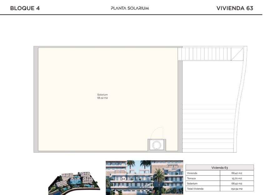 Detailed floor plan of penthouse with terrace and solarium, Golf Puig Campana