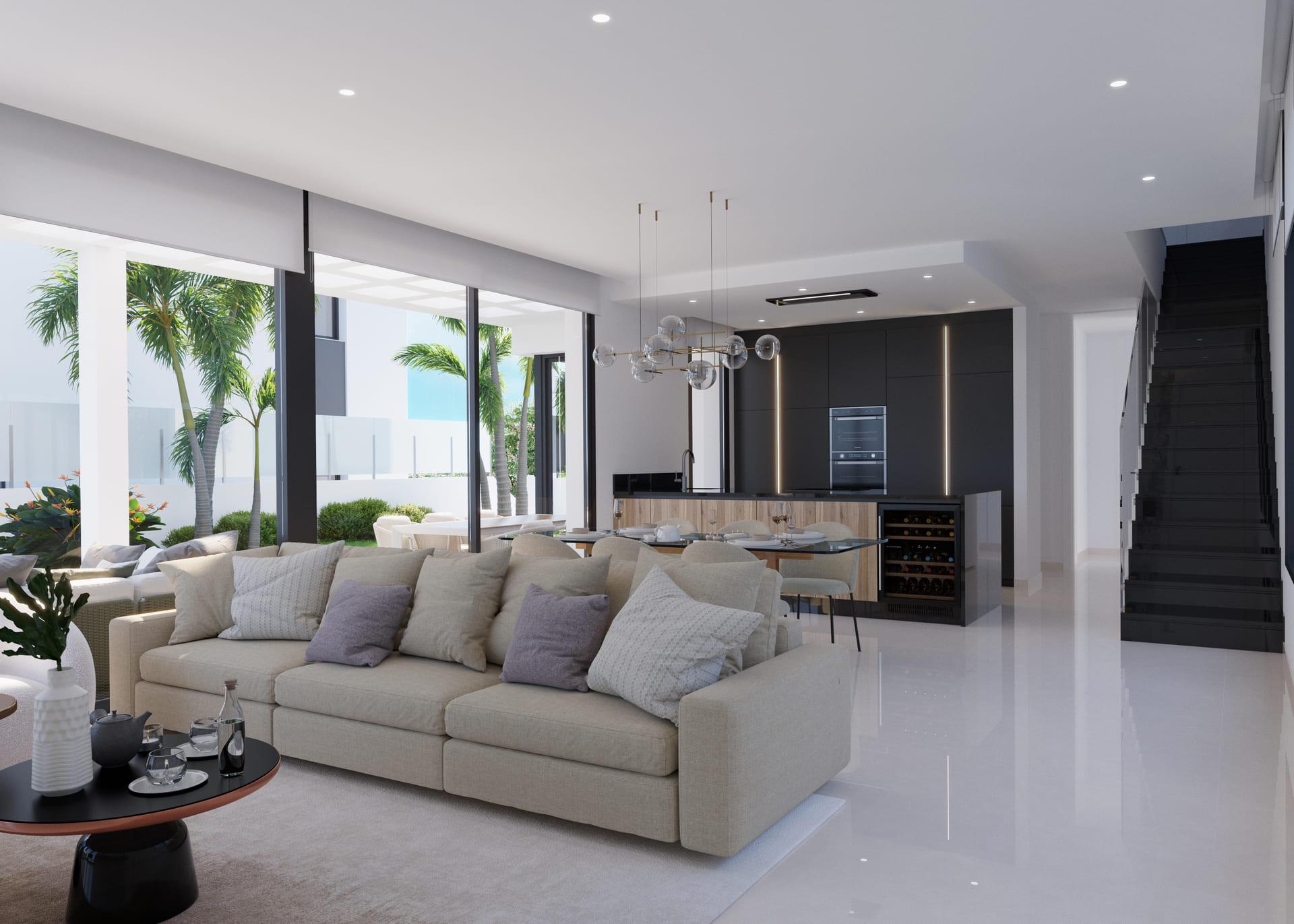 Staircase inside new-build villa in Finestrat Hills