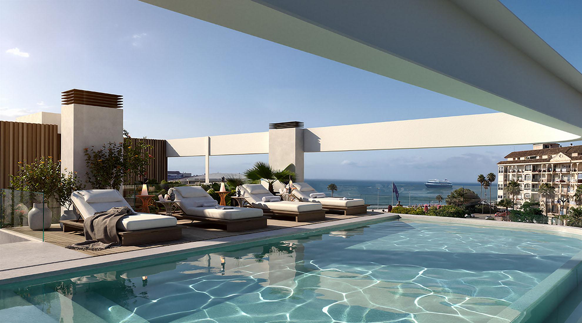 Main bedroom with built-in wardrobes in a 2-bedroom new-build apartment, Costa Del Sol, Estepona