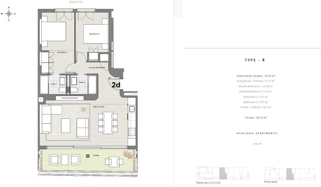 Communal pool and surrounding terrace area of new-build development, Parque Central, Estepona