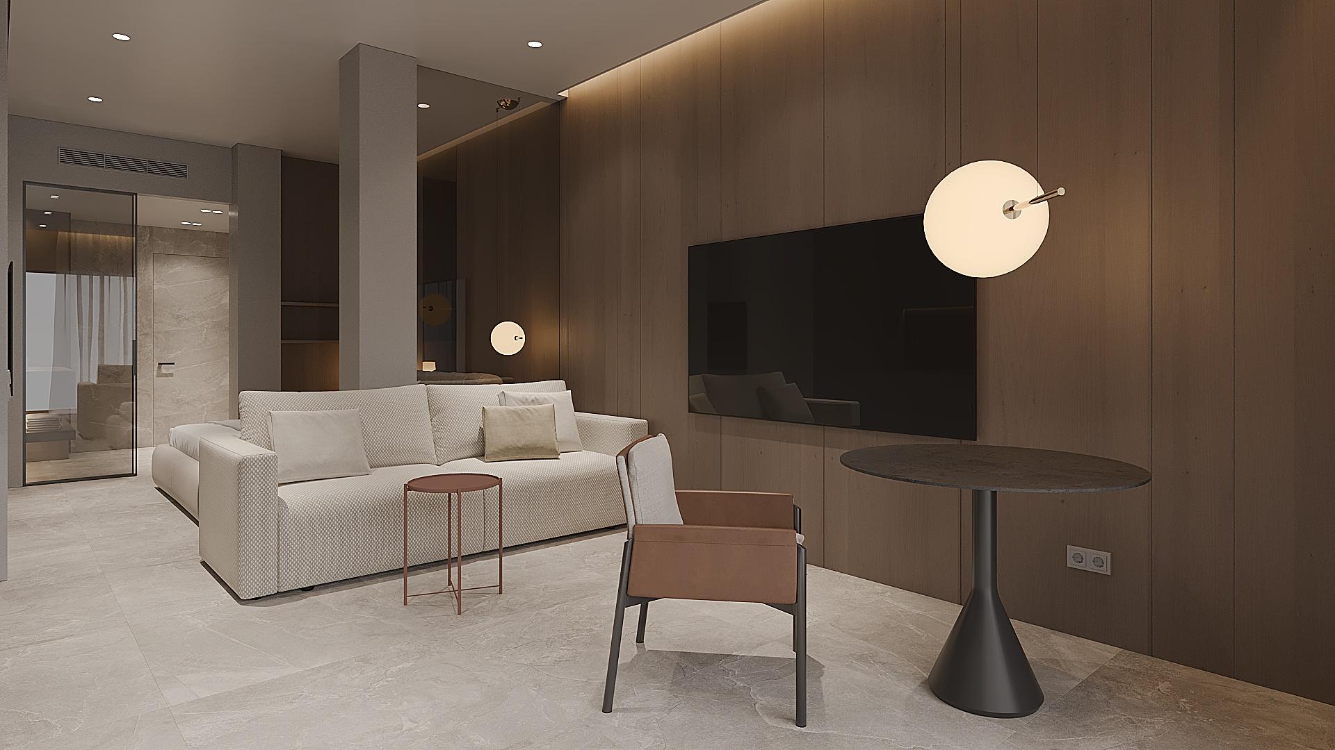 Close-up of porcelain floor tiles in the living room
