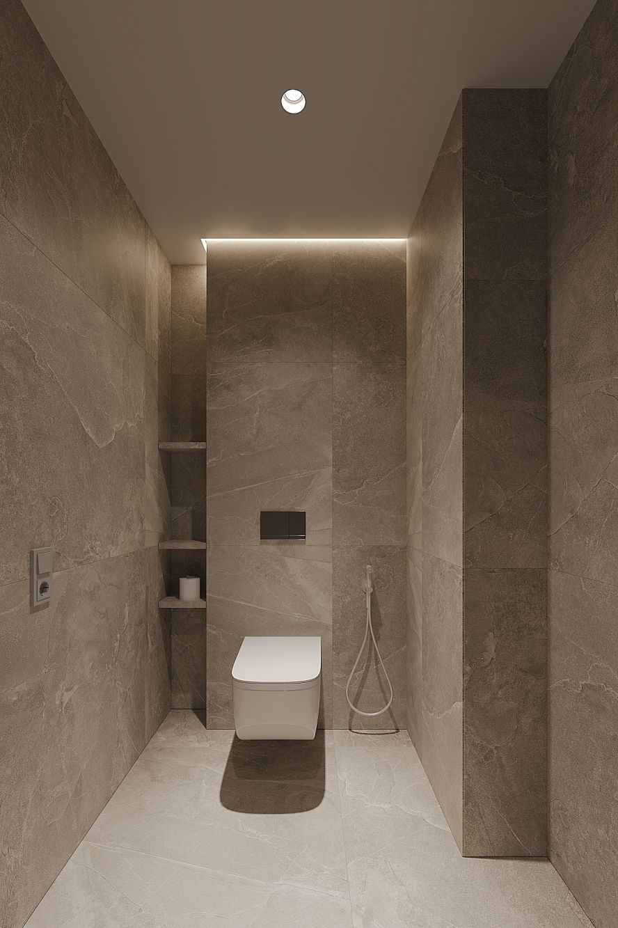 Bathroom with basin, toilet and modern fixtures