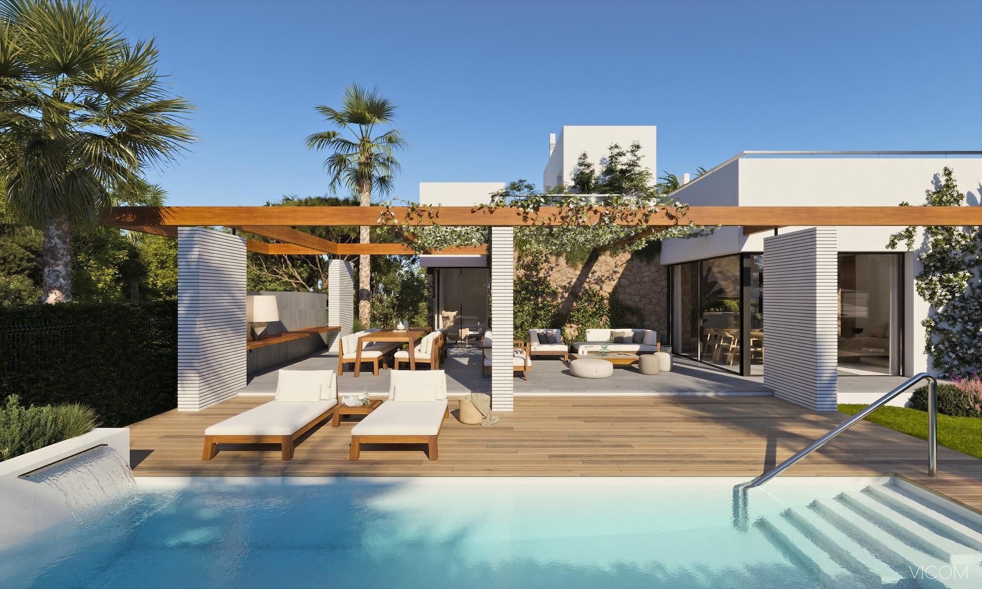 Covered terrace in new-build villa, Campoamor, Orihuela Costa