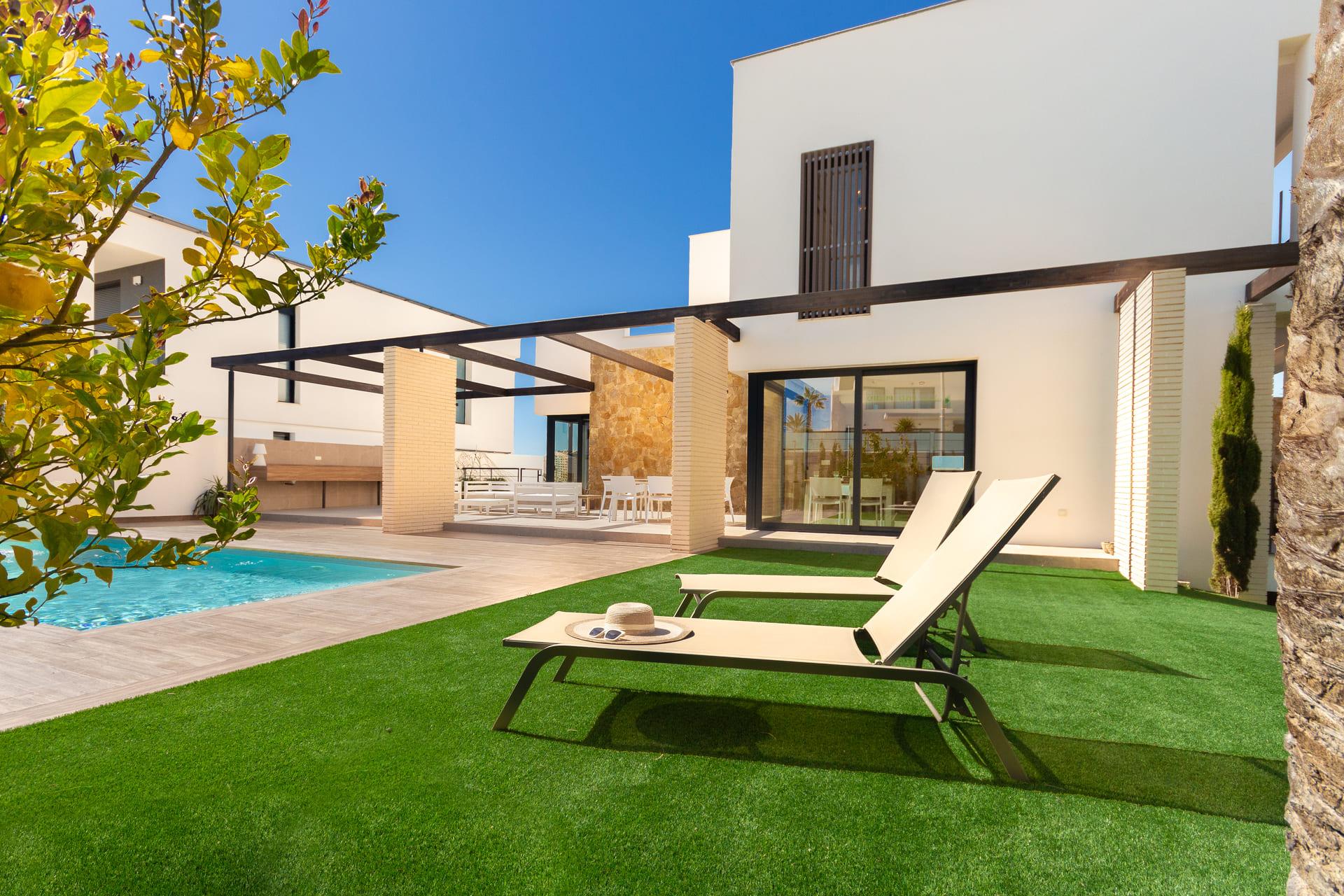 Residential street adjacent to new-build villa, Campoamor, Orihuela Costa