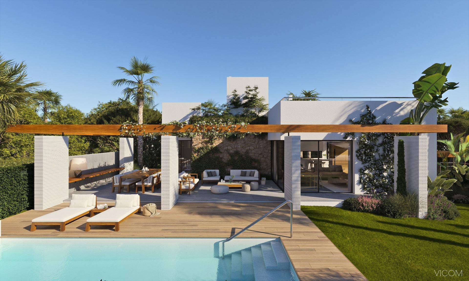 Kitchen with fitted units and worktops in new-build villa, Campoamor, Orihuela Costa