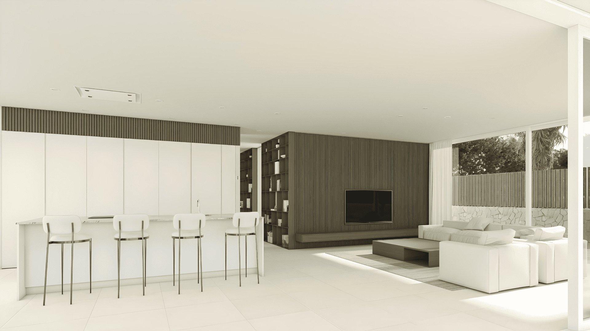 Rear terrace and outdoor seating area, new-build villa, Mijas Golf