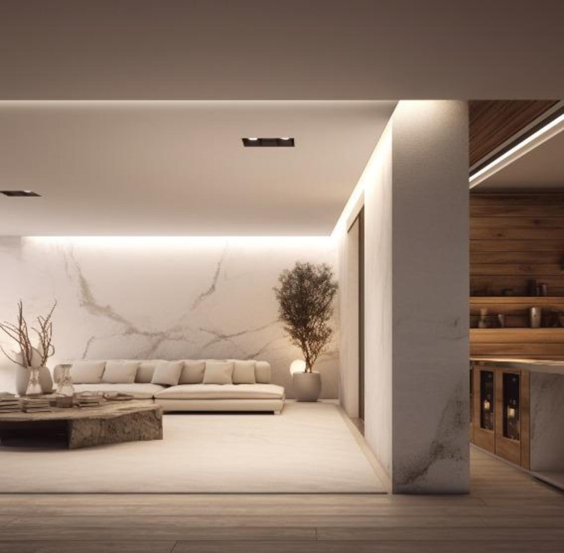 Open-plan living room in new-build 4-bedroom villa, Mijas Golf, Mijas