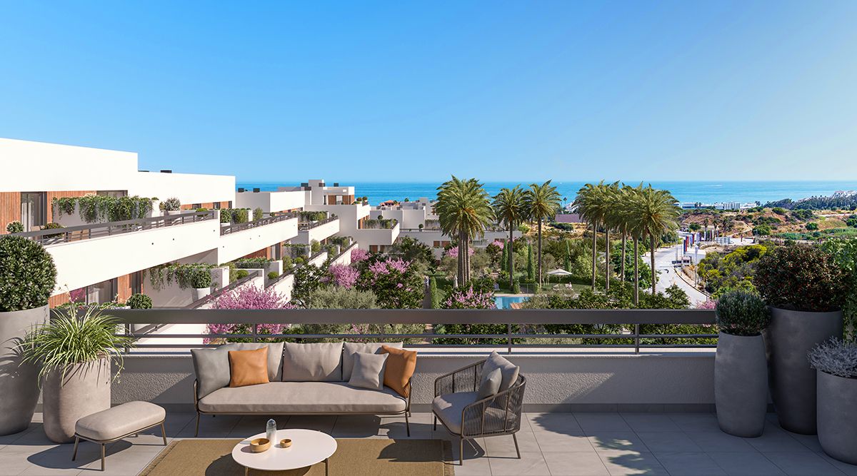 Dining area in open-plan living space, new-build penthouse, Arroyo Vaquero, Estepona