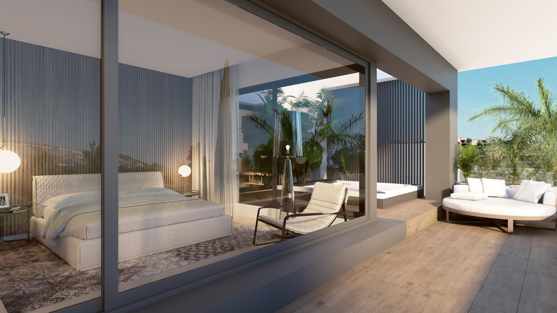 Rear of new-build villa with outdoor space on 515m2 plot, Algorfa