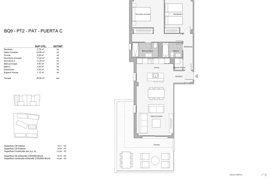 Floor plan of 2-bedroom penthouse on third floor, Valle Romano Golf, Estepona