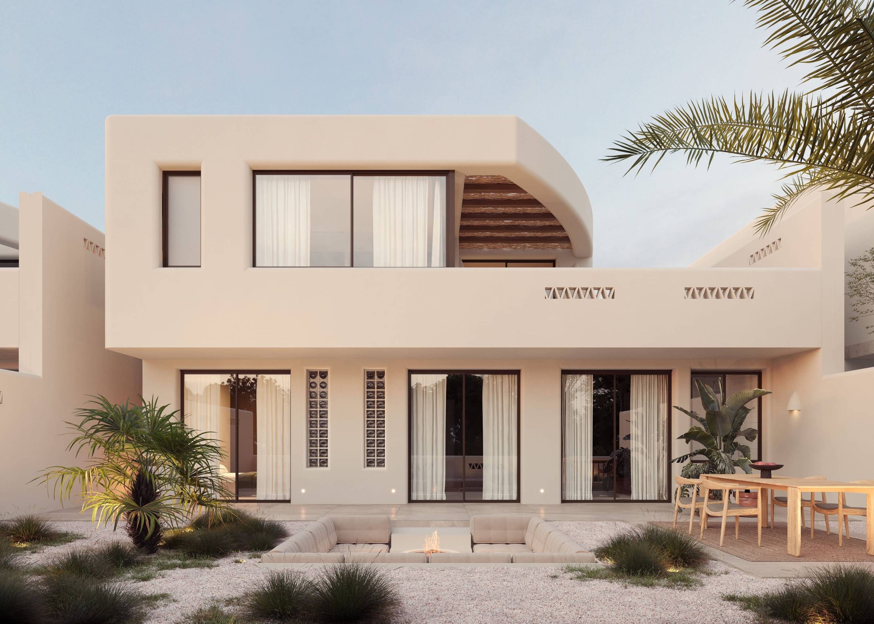 Roof or upper terrace view from new-build villa in Algorfa, Alicante