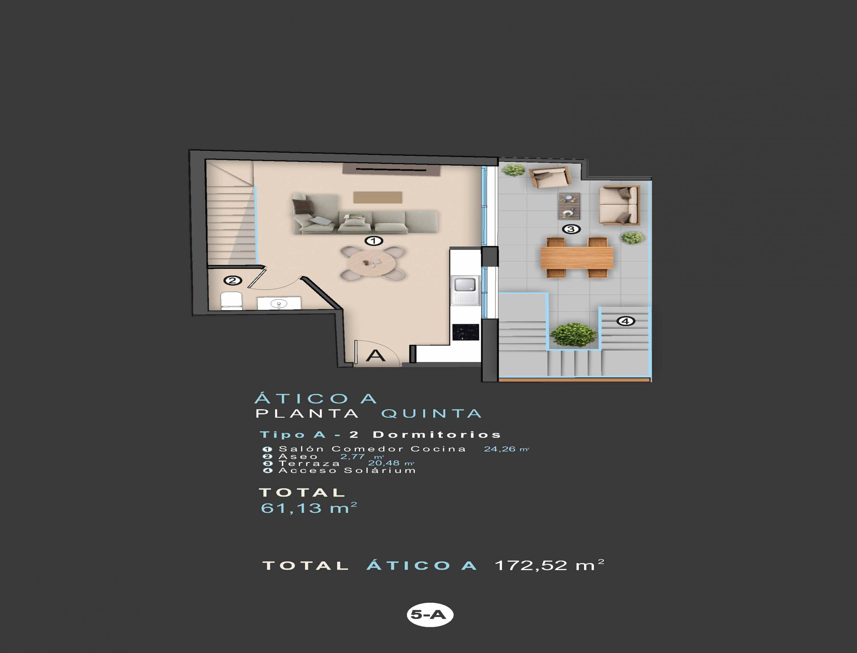 Second floor plan sheet for 2-bedroom penthouse, Centro, Torrevieja