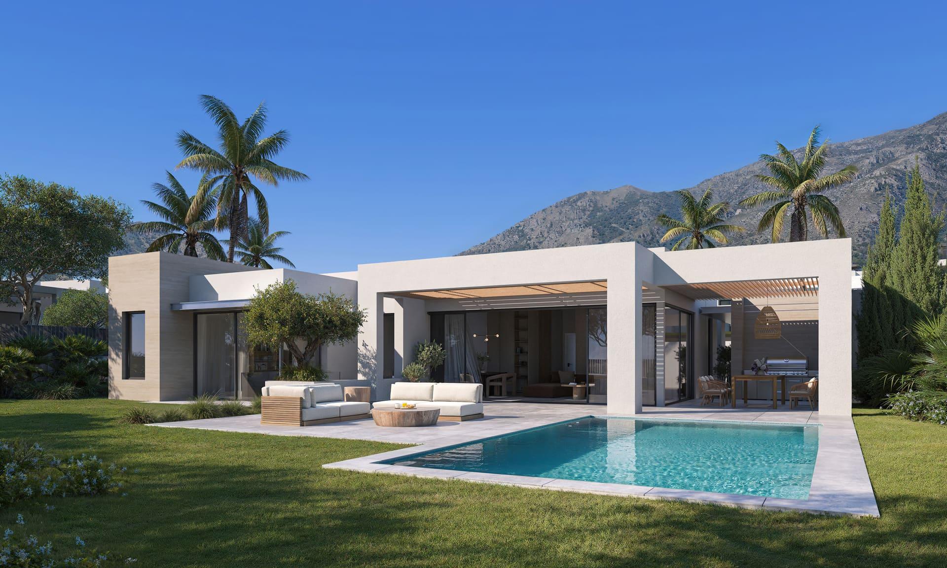 Open-plan living area with full-height glazed doors in 6-bedroom villa, El Higuerón, Mijas