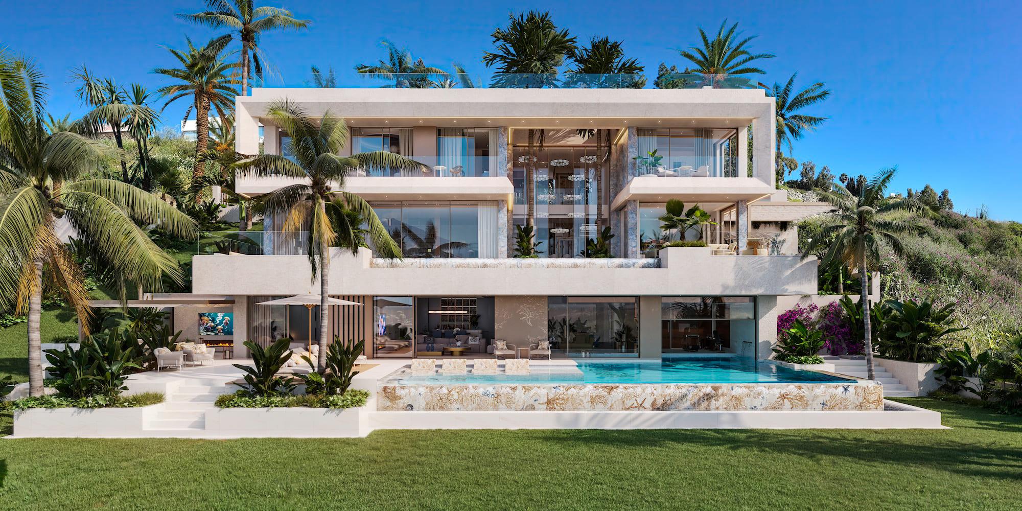 Living space interior detail in new-build villa, Puerto, Marbella