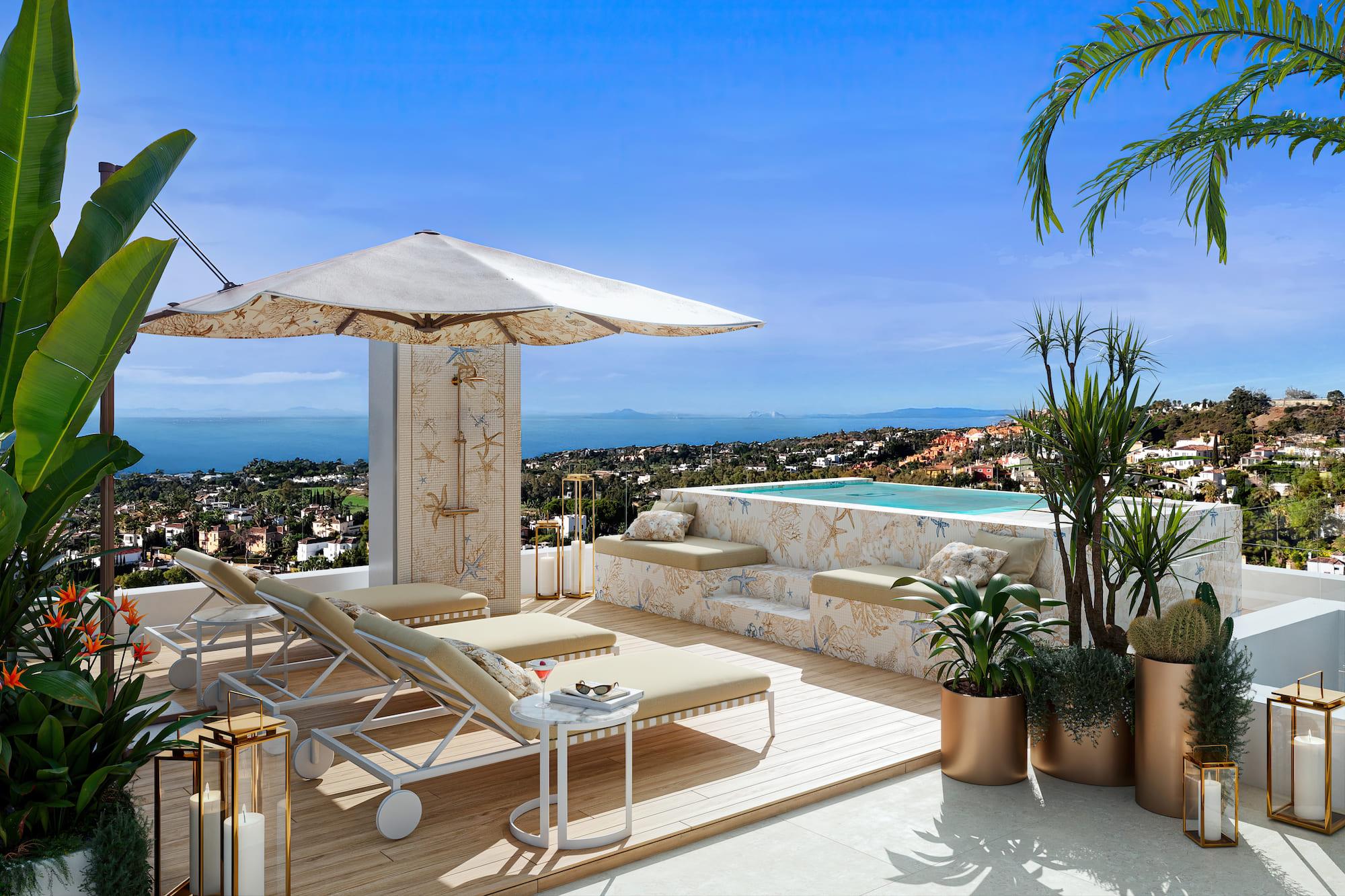 Front facade and entrance of new-build villa, Puerto, Marbella