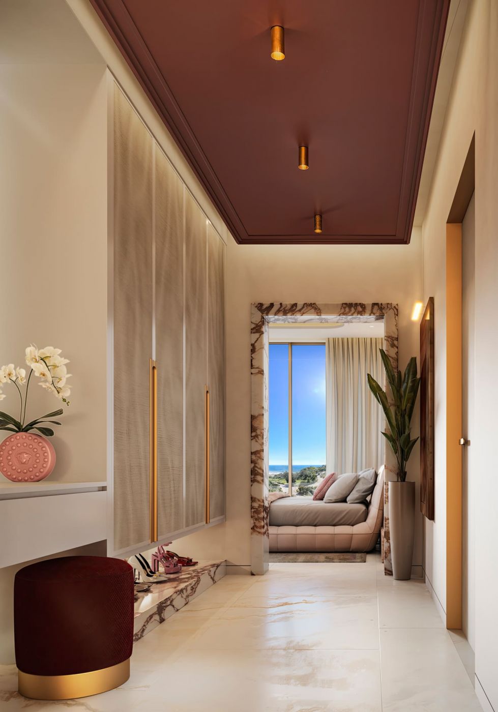 Ground-floor terrace and garden in new-build villa, Puerto, Marbella