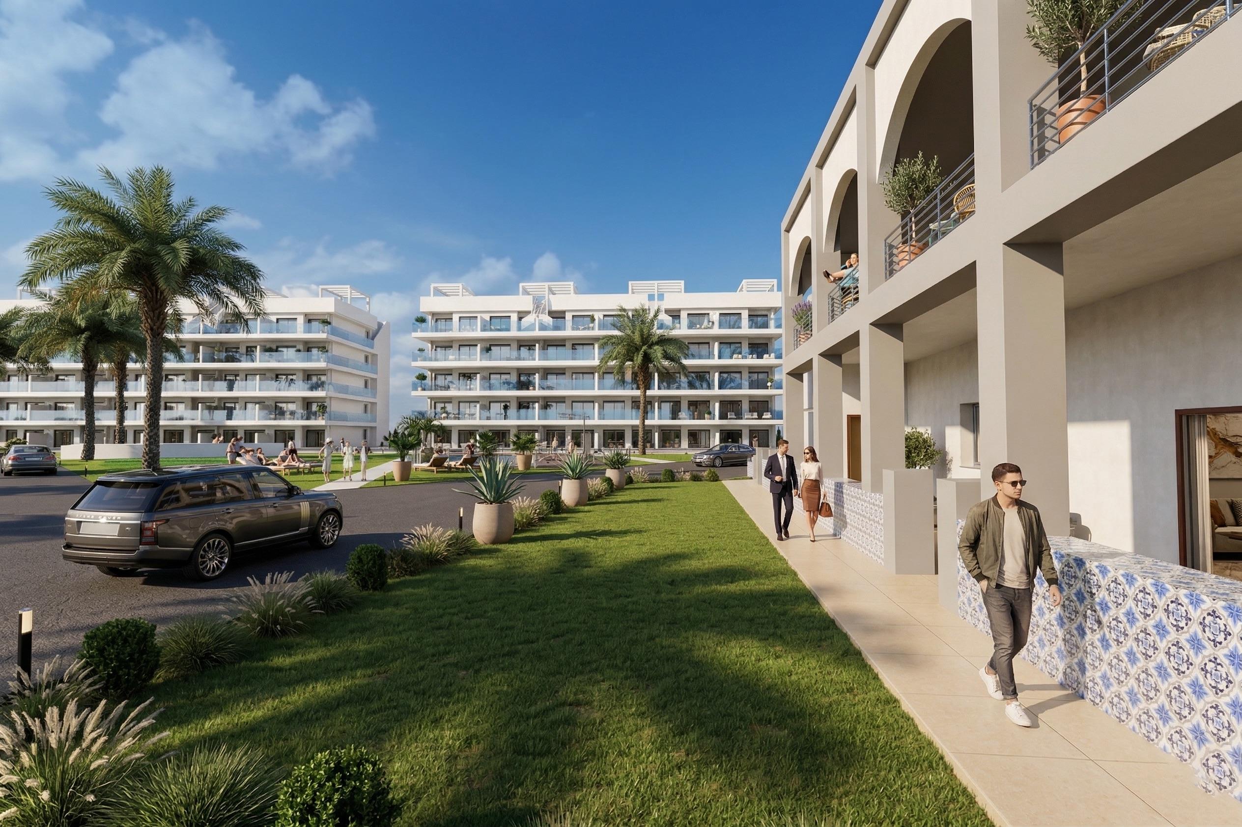 Communal pool and terrace area in new-build residential development, El Raso, Guardamar Del Segura