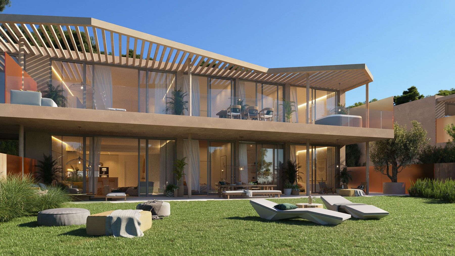 Street-level view of new-build villa exterior, El Higuerón, Fuengirola