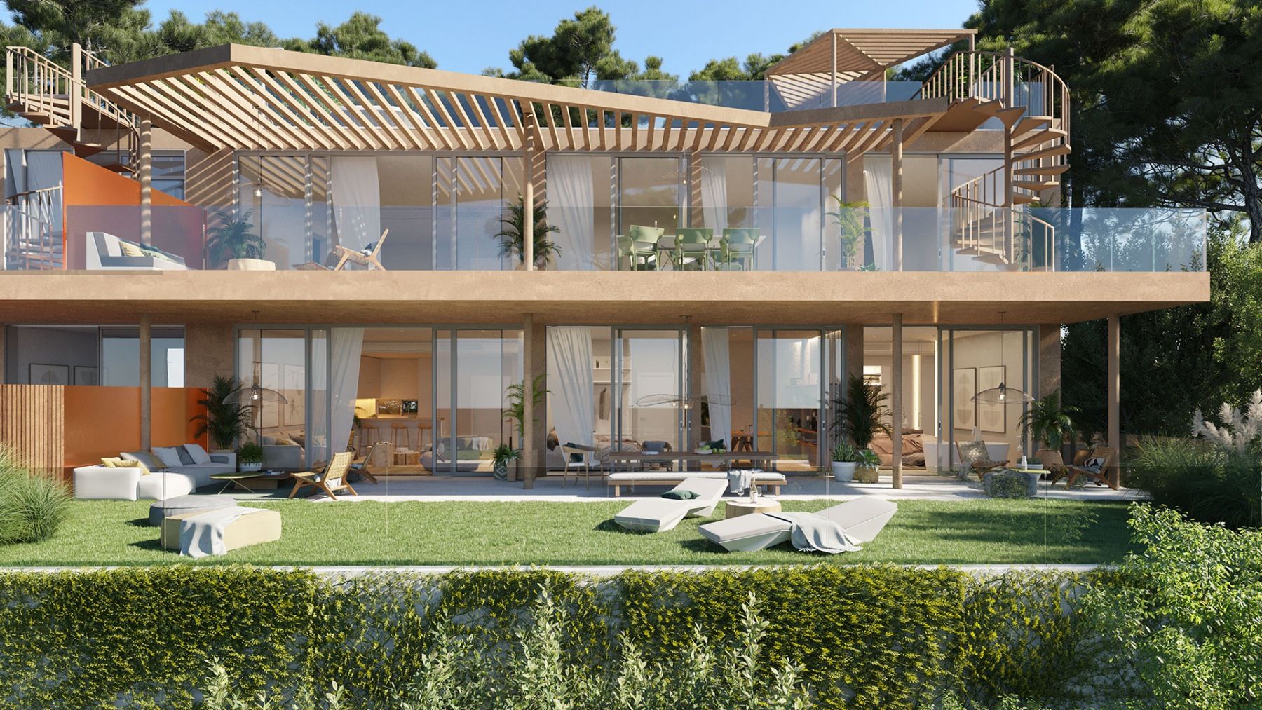 Communal pool and surrounding terrace in El Higuerón development, Fuengirola