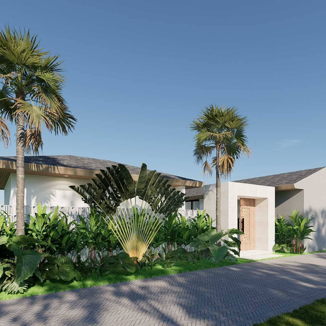 Parking area and plot boundary of villa in Tabanan, Bali