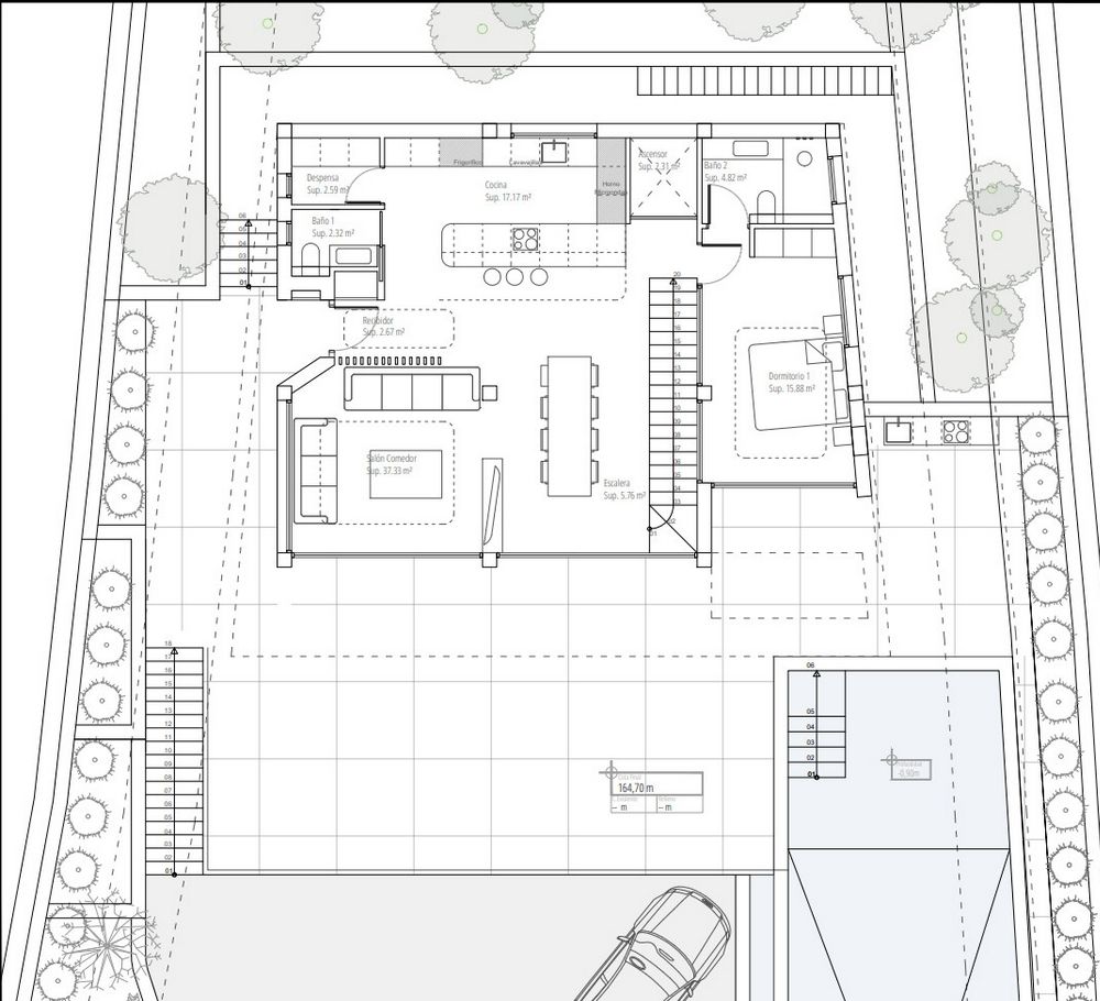 Second upper-level floor plan of 4-bedroom new-build villa in Altea Hills, Altea