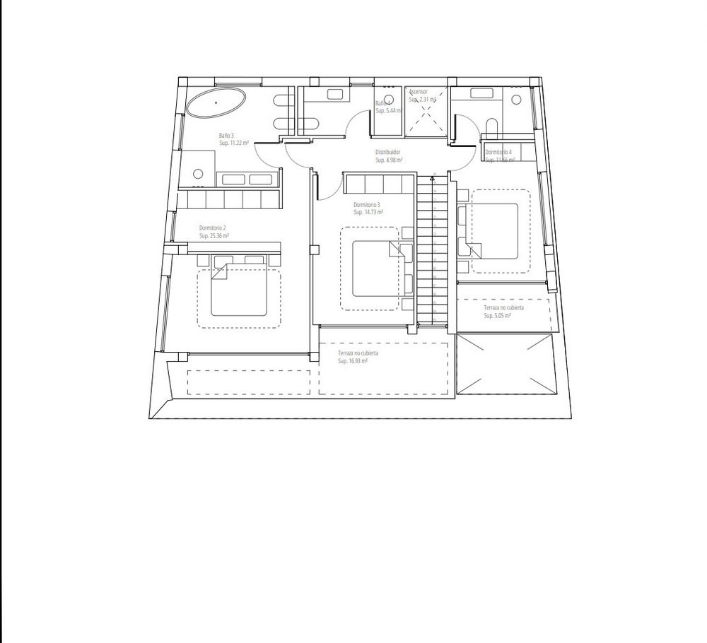Plot layout and orientation drawing of new-build villa on 823m2 plot, Altea Hills, Altea