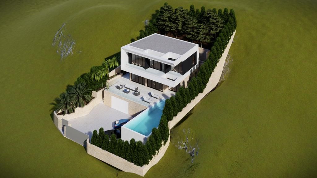 Ground-floor plan of 4-bedroom new-build villa on 823m2 plot in Altea Hills, Altea