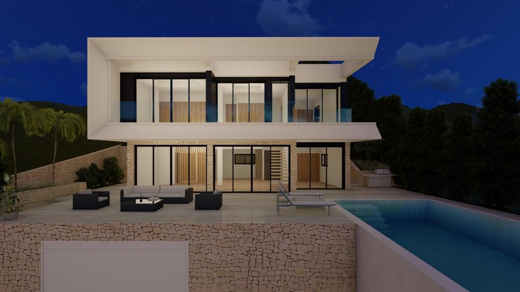 Upper-floor plan of 4-bedroom new-build villa in Altea Hills, Altea