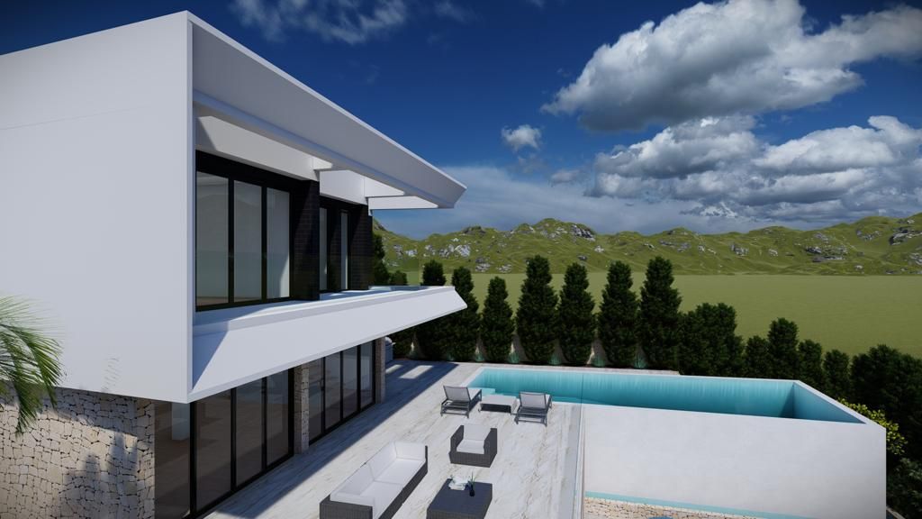 Terrace and outdoor living area of new-build villa in Altea Hills, Altea