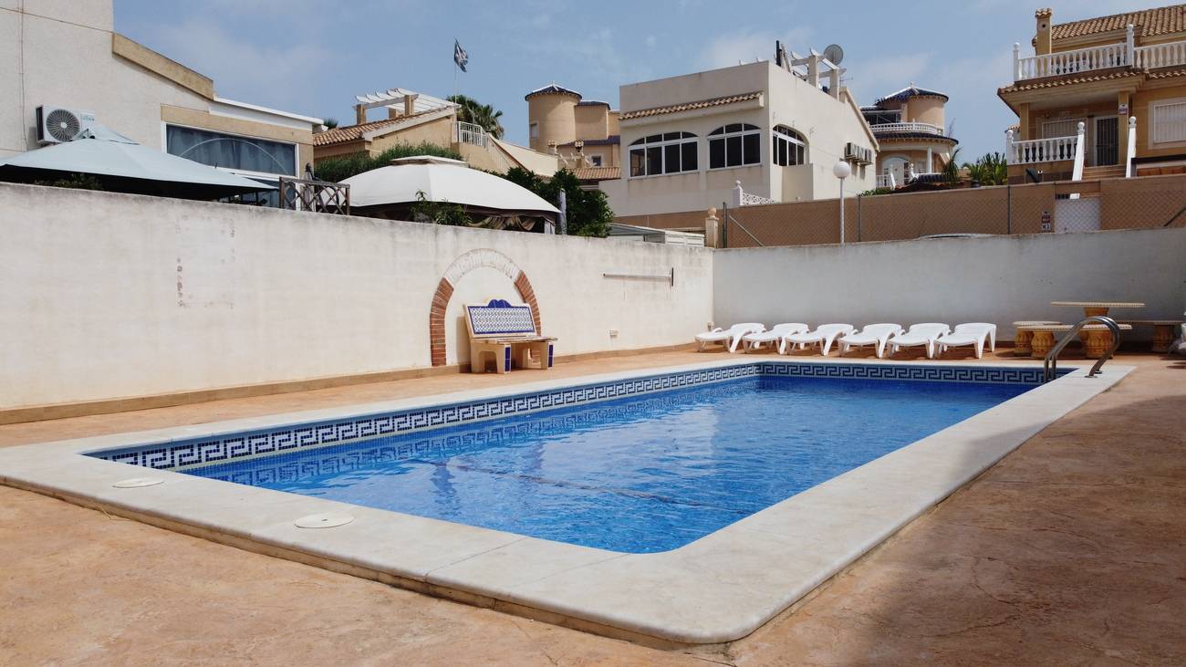 Exterior building detail, residential complex in Centro, Torrevieja