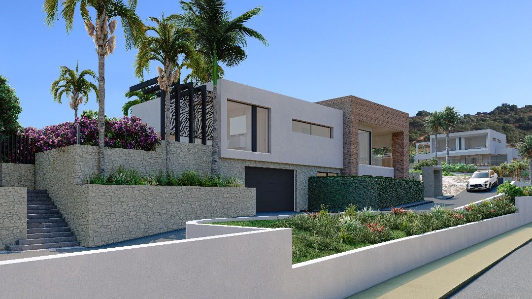 Landscaped plot and perimeter planting at new-build villa, Alto de los Monteros, Marbella