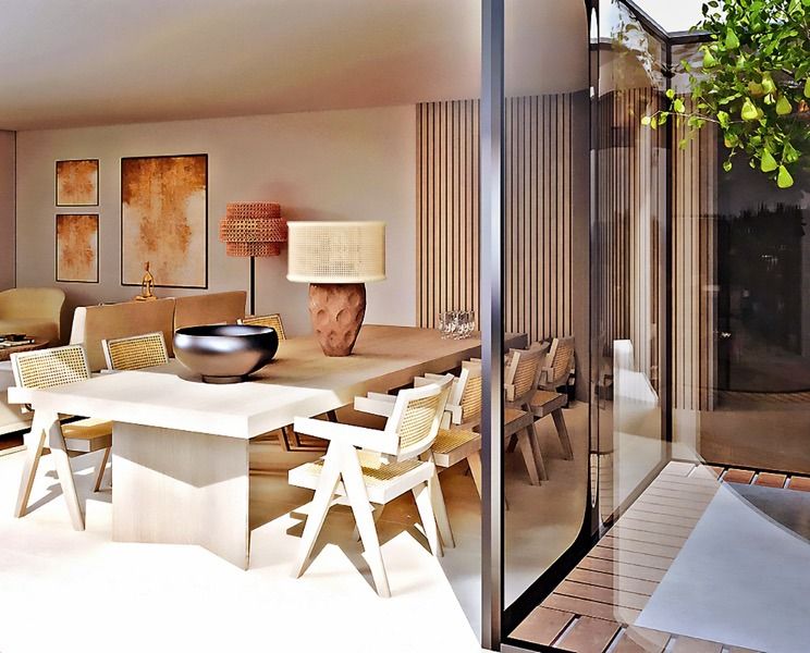 Principal bedroom with full-height glazing in new-build villa, Alto de los Monteros, Marbella