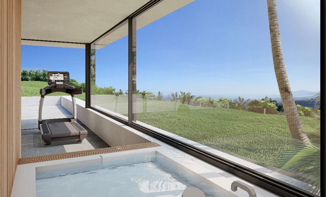 Covered terrace with outdoor seating at new-build villa, Alto de los Monteros, Marbella