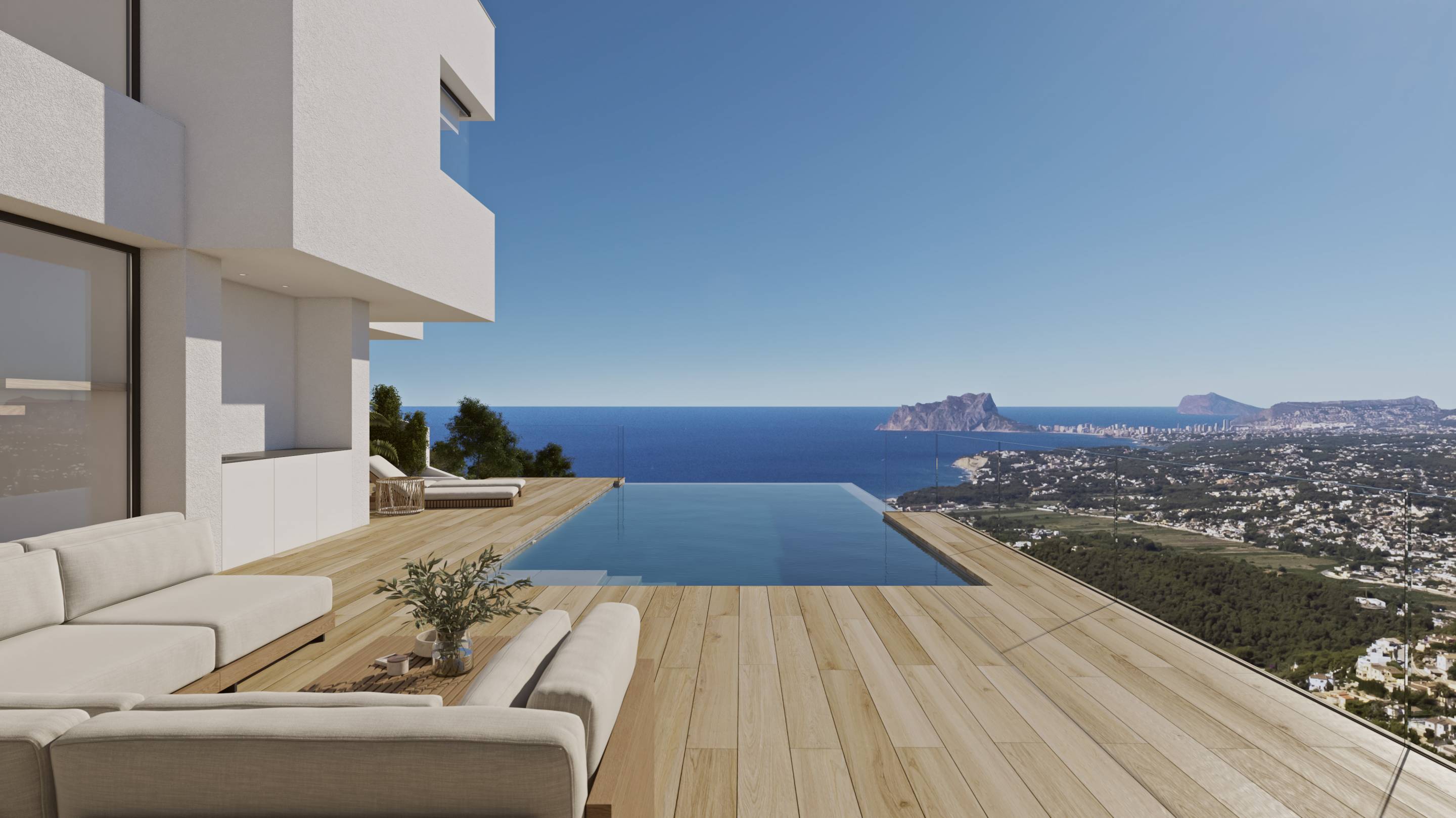 Private garden and landscaped grounds of new-build villa on 878 m2 plot, Benitachell