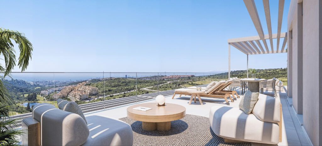 Bathroom with fitted units in 2-bedroom new-build penthouse, Valle Romano Golf