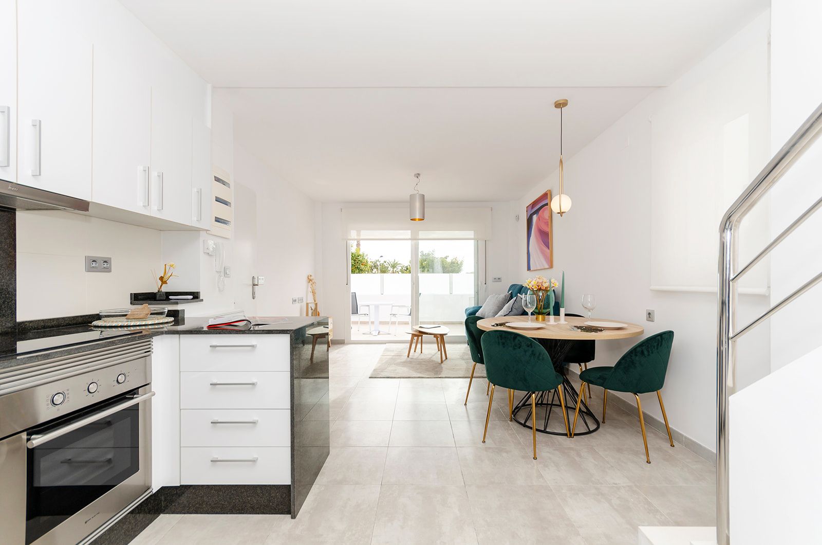 Paved outdoor space beside new-build villa, El Limonar, Torrevieja