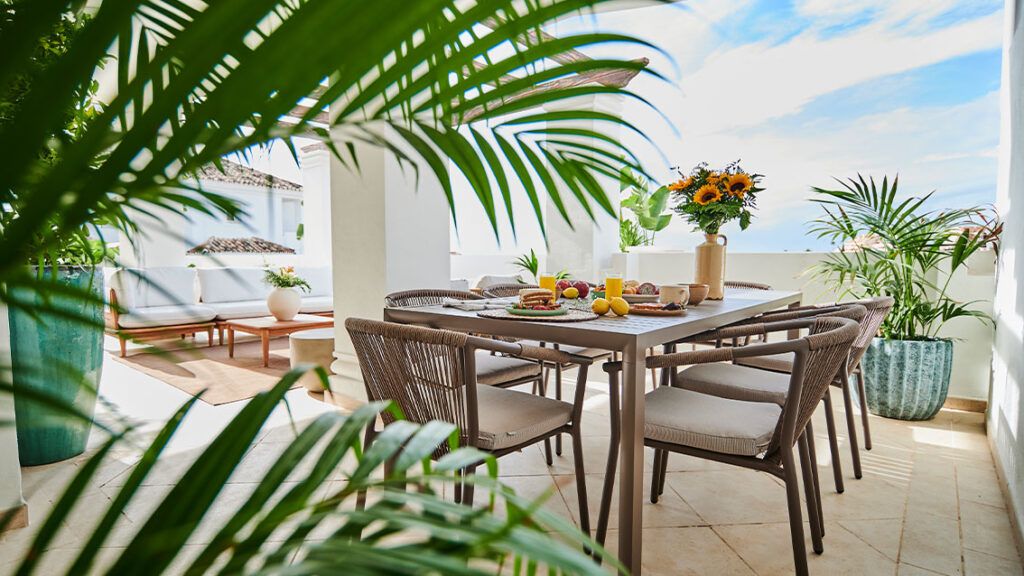 Communal landscaped gardens at apartment complex, La Cerquilla, Marbella