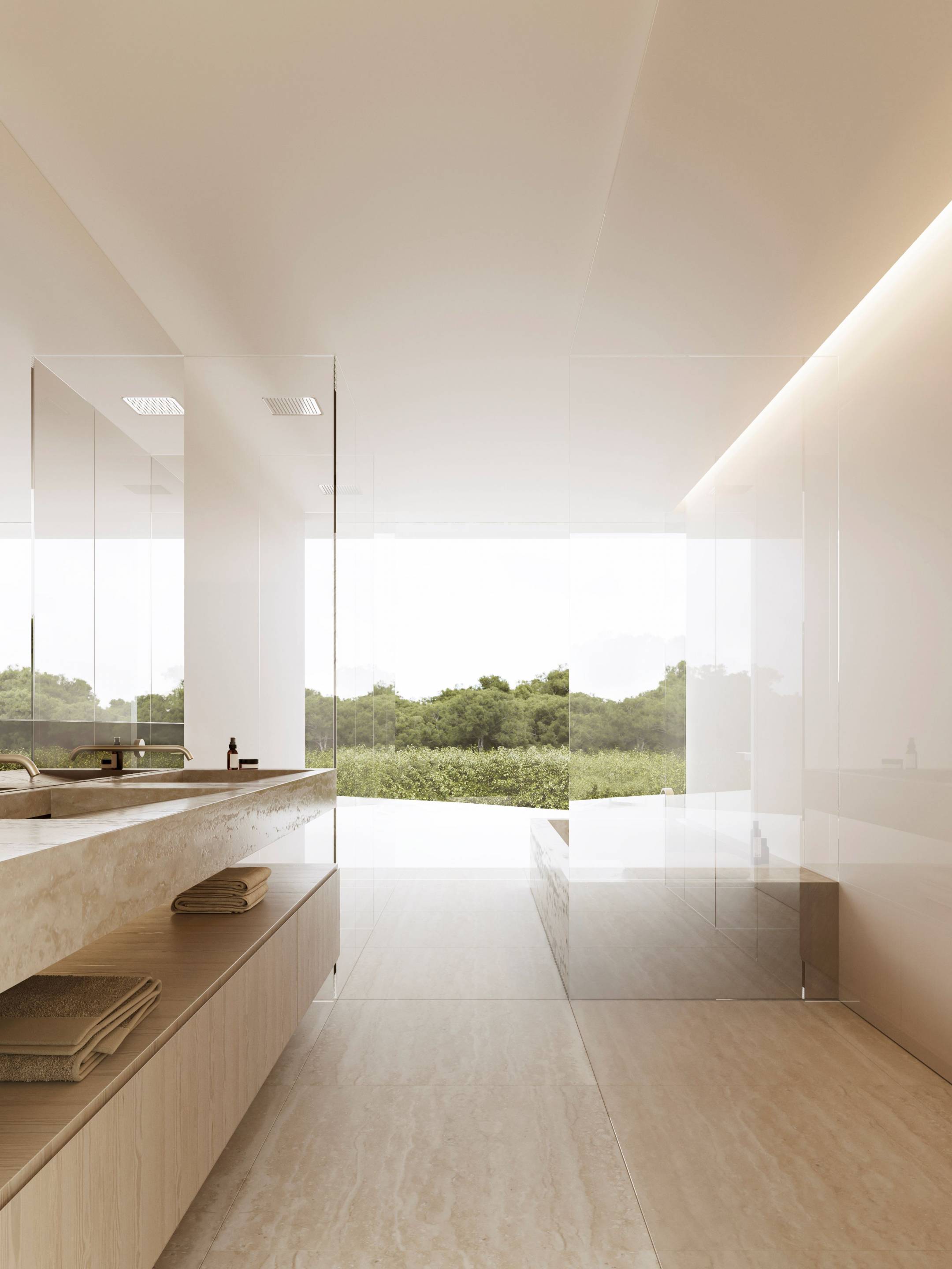 Bathroom with contemporary fittings in new-build villa, Sotogrande Alto