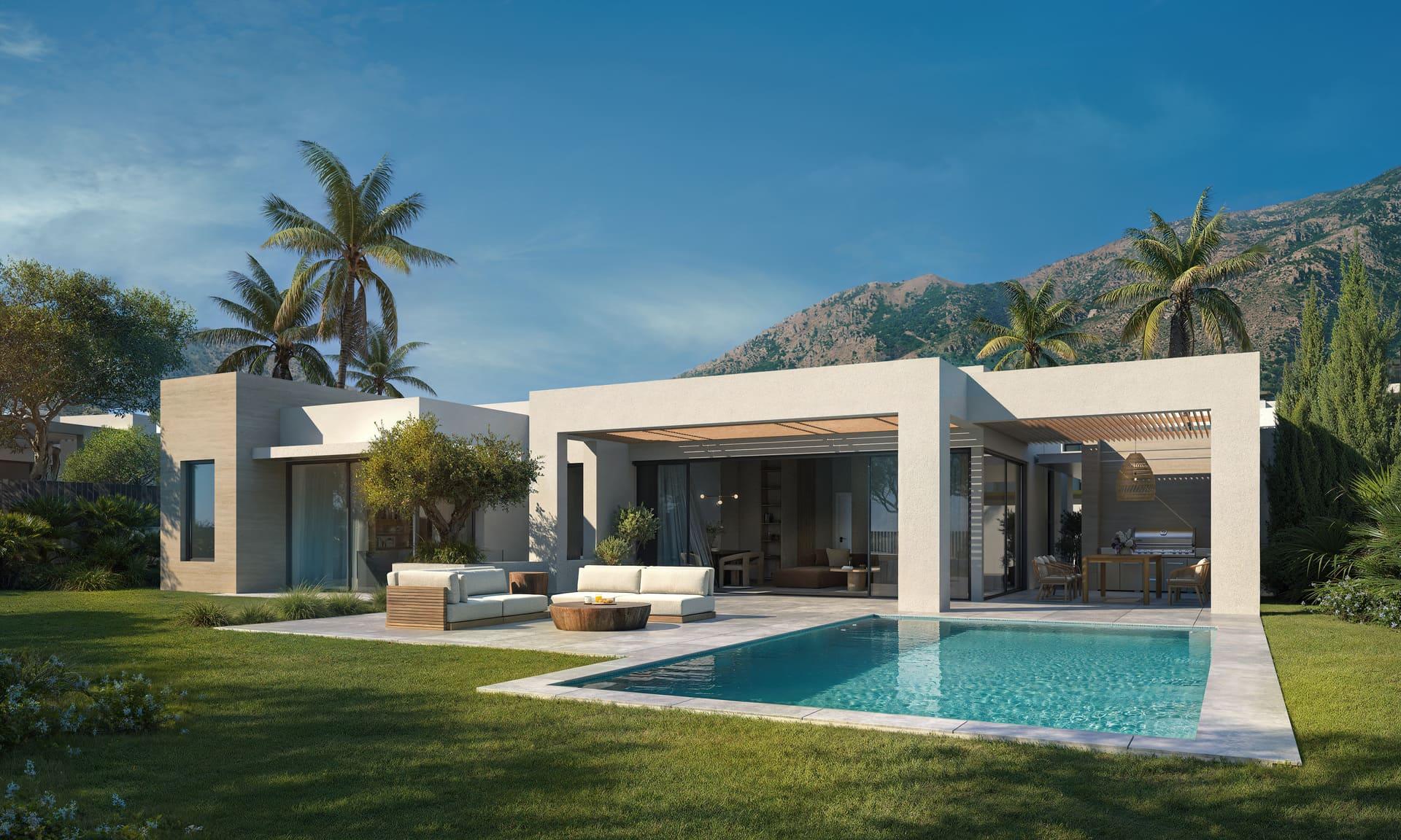 Roof terrace with open views in new-build villa, El Higuerón, Mijas