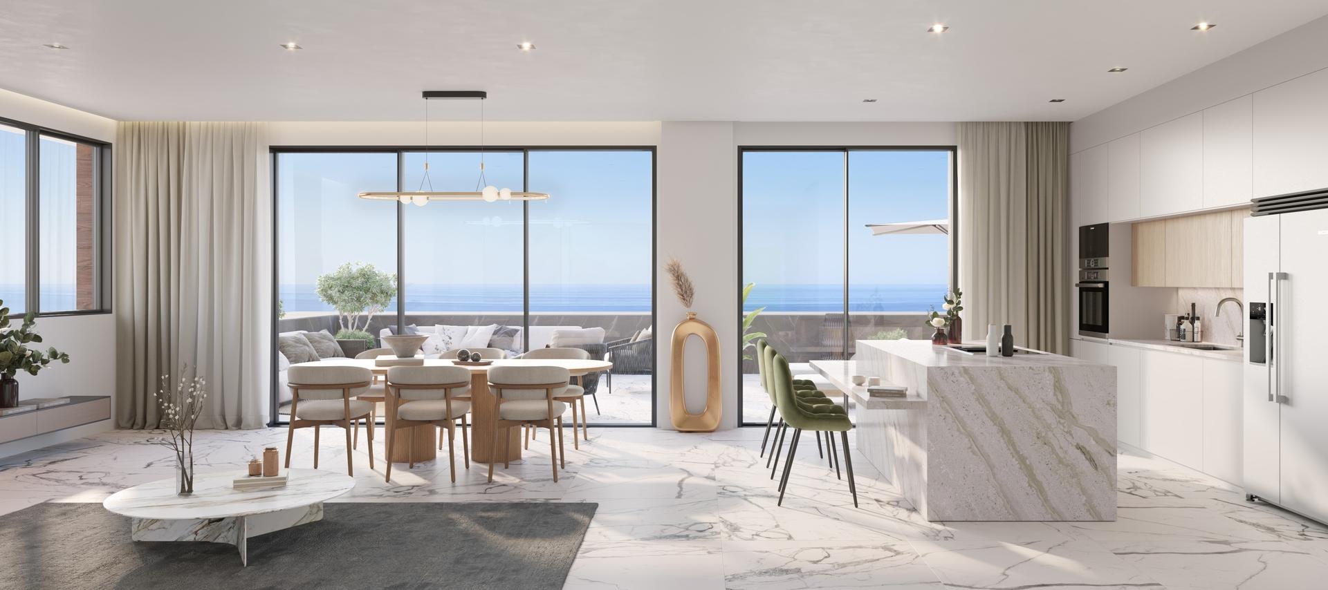 Communal landscaped garden at new-build development, El Velerín, Estepona